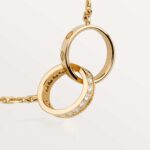Gold-Plated Interlocking Double Ring CZ Necklace