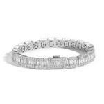 Baguette Cuban Bracelet · 14K White Gold Plated · 8mm CZ Iced Out