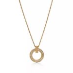 T1 Circle Pendant Necklace · 18K Gold Plated · Zirconia · Adjustable Chain