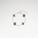 Rose Gold-Plated Malachite Floral Motif Bracelet