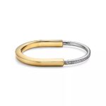 Lock Bracelet with Zirconia · 18K Gold Plated · Medium Size