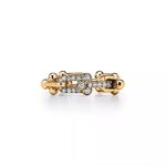 Link Ring with Zirconia · 18K Gold Plated · Chain Style Band