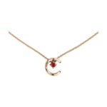 Rose Gold–Plated Red CZ Letter Pendant Necklace