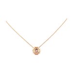 Rose Gold–Plated CZ Floral Motif Pendant Necklace