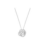 Gold-Plated CZ Floral Motif Hollow Pendant Necklace