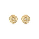 Gold-Plated CZ Floral Motif Stud Earrings