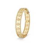 Gold-Plated CZ Beaded Motif Bangle Bracelet (6.3")