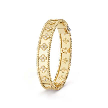 Gold-Plated CZ Beaded Motif Bangle Bracelet (6.3")