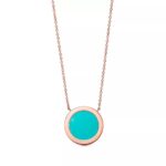 Turquoise Circle Pendant Necklace · 18K Gold Plated · Adjustable Chain - Image 10