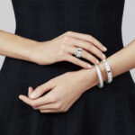 Gold-Plated CZ Beaded Motif Bangle Bracelet (6.3") - Image 10