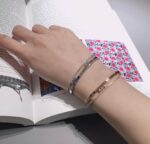 Gold-Plated CZ Double Band Bangle Bracelet - Image 14