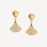 Gold Fan-Shaped CZ Earrings