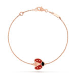 Ladybug Charm Bracelet · 925 Silver · 18K Rose Gold Plated · Carnelian & Onyx