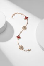 Gold-Plated Amazonite Floral Motif Bracelet - Image 3