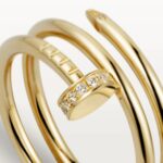 Double Ring Nail Open Ring · 18K Gold Plated · CZ · V Gold - Image 2