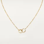 Gold-Plated Interlocking Double Ring CZ Necklace - Image 2