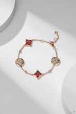 Gold-Plated Amazonite Floral Motif Bracelet - Image 5