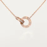 Gold-Plated Interlocking Circle CZ Necklace - Image 2