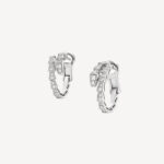Chain Link CZ Earrings | 925 Sterling Silver, White Gold Plated - Image 2
