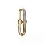 Link Earrings · Zirconia Accent · 18K Gold Plated · 1.5" Chain Design - Image 3