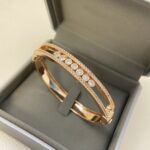 Gold-Plated CZ Double-Line Openwork Bangle Bracelet - Image 3