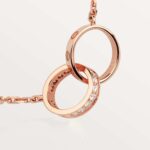 Gold-Plated Interlocking Double Ring CZ Necklace - Image 3