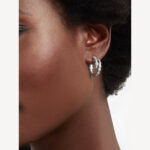 Chain Link CZ Earrings | 925 Sterling Silver, White Gold Plated - Image 3