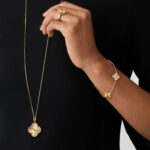 Clover Bracelet · 925 Silver · 18K Gold Plated · CZ / Malachite · 7.48” - Image 3