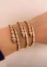 Gold Snake Bracelet with Cubic Zirconia - Image 6