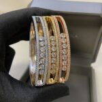 Gold-Plated CZ Double-Line Openwork Bangle Bracelet - Image 4