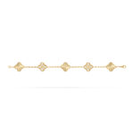 Clover Bracelet · 925 Silver · 18K Gold Plated · CZ / Malachite · 7.48” - Image 4