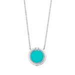 Turquoise Circle Pendant Necklace · 18K Gold Plated · Adjustable Chain - Image 5