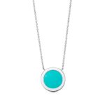 Turquoise Circle Pendant Necklace · 18K Gold Plated · Adjustable Chain - Image 6