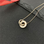 Gold-Plated Interlocking Circle CZ Necklace - Image 6