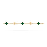 Clover Bracelet · 925 Silver · 18K Gold Plated · CZ / Malachite · 7.48” - Image 7
