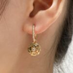 Gold-Plated CZ Floral Motif Drop Earrings - Image 7