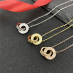 Gold-Plated Interlocking Circle CZ Necklace - Image 8