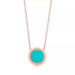 Turquoise Circle Pendant Necklace · 18K Gold Plated · Adjustable Chain - Image 9