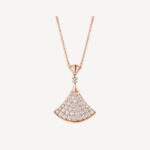 Rose Gold Fan Pendant Necklace