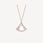 Rose Gold Mother of Pearl Fan Pendant Necklace