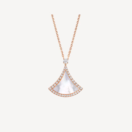 Rose Gold Mother of Pearl Fan Pendant Necklace