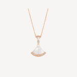 Rose Gold Mother of Pearl Fan Pendant Necklace