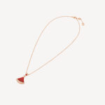 Rose Gold Red Agate Fan Pendant Necklace - Image 2