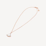 Rose Gold Mother of Pearl Fan Pendant Necklace - Image 2