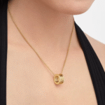 Gold Plated Double Circle Pendant Necklace - Image 3