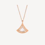 Rose Gold Mother of Pearl Fan Pendant Necklace - Image 4