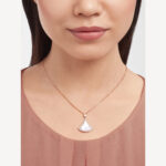 Rose Gold Mother of Pearl Fan Pendant Necklace - Image 5