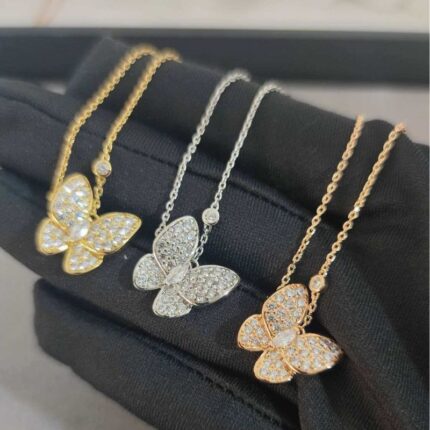 Double Butterfly Crystal Necklace