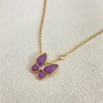 Purple Chalcedony Butterfly Necklace